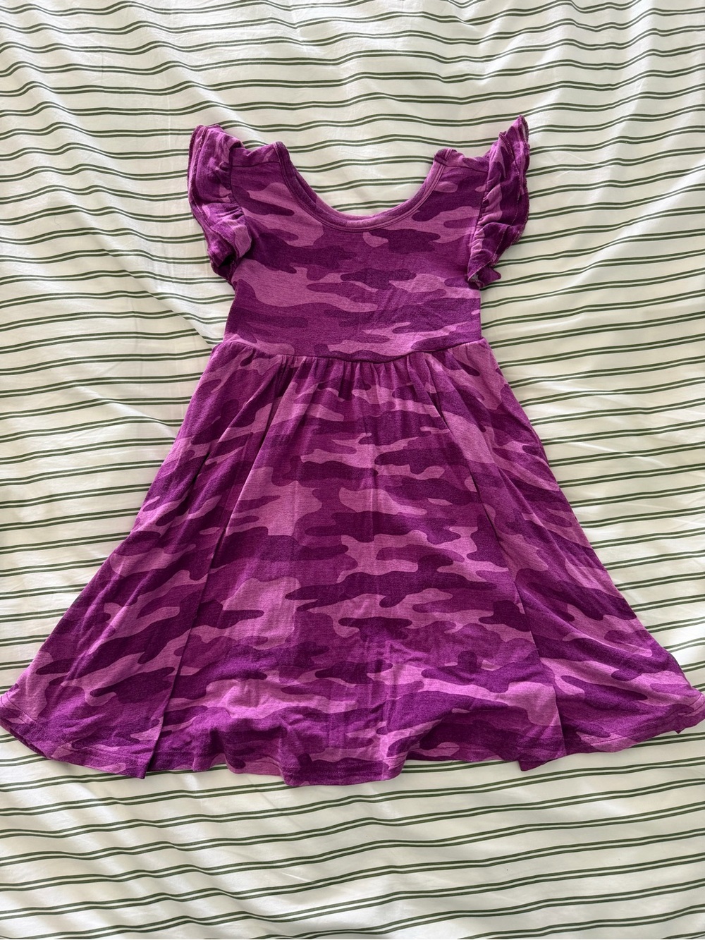 Little Sleepies berry camo twirl Flutter-Sleeve Dress